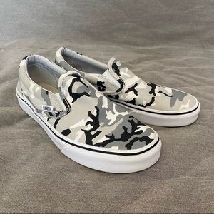 Grey Camo Vans Slip-ons